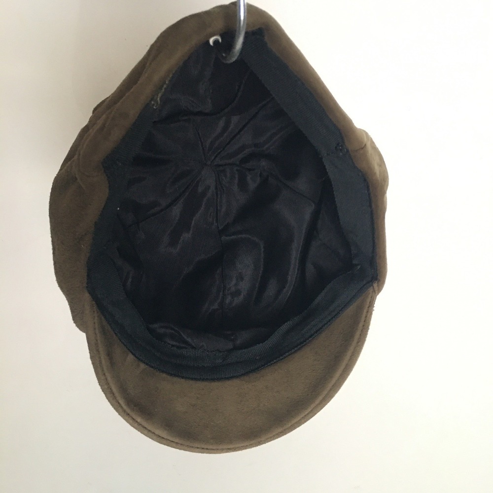 Genuine Suede Newsboy Cap Hat Unisex Tan Baker Boy Cabbie 70s Biker Moto Newsie - Picture 12 of 12